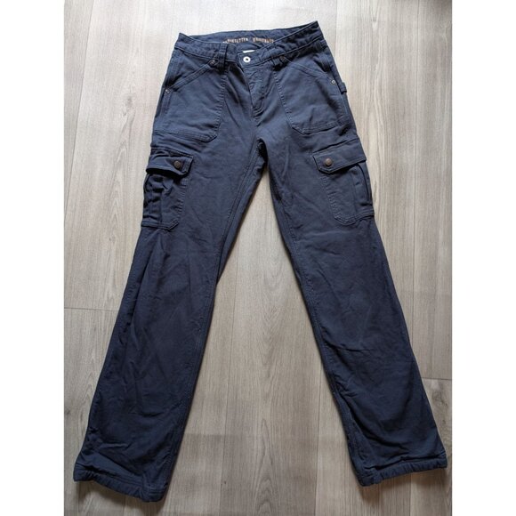 Duluth Curvesetter Waistband Cargo Pants 4x33 Navy Blue Fleece Relaxed Fit - Picture 1 of 6